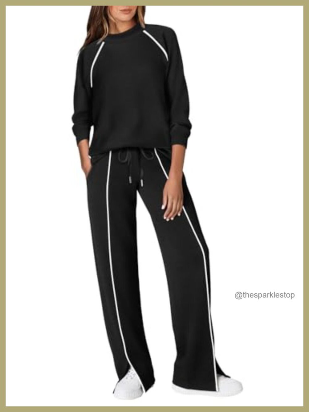 WIHOLL 2 Piece Set Women Mock Neck Lounge Track Suit Pockets Travel